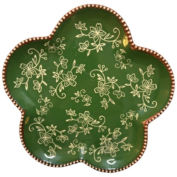 NWT & Rare! 3 TEMPTATIONS by Tara Floral Lace Green Plates Beaded Edge Stoneware - Picture 4 of 15